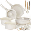 20-Piece Astercook  Ceramic Pots &amp;amp; Pans Non Stick Cookware Set w/ Detachable Handle (Oven Safe, Induction Ready, Stackable, Cream White) $59.99 + Free Shipping