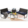 4 -Piece EarlGrove Wicker Patio Conversation Set w/ Red Cushions  $160.38 + Free Shipping