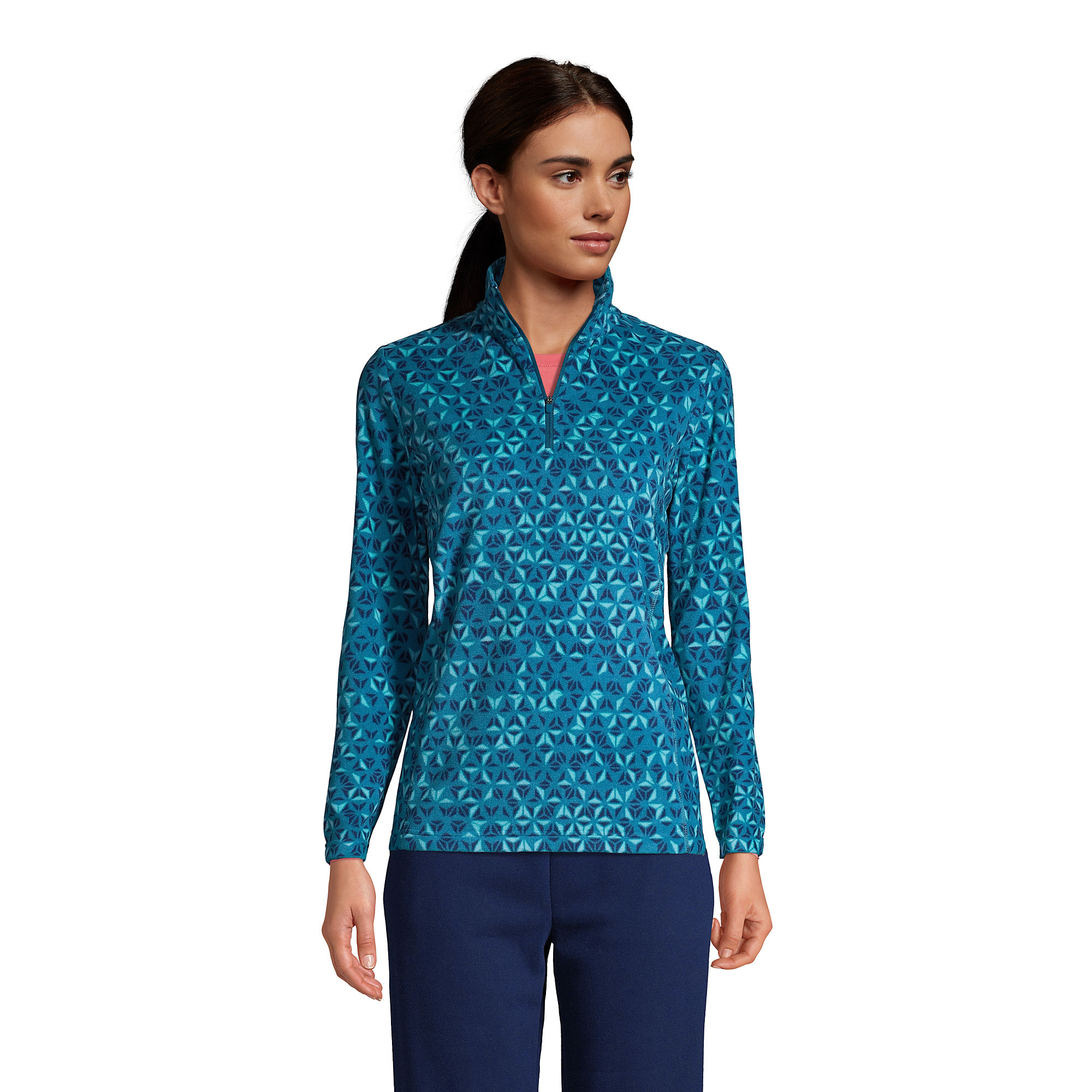 Lands' End Women's Fleece Quarter Zip Pullover Print (various colors