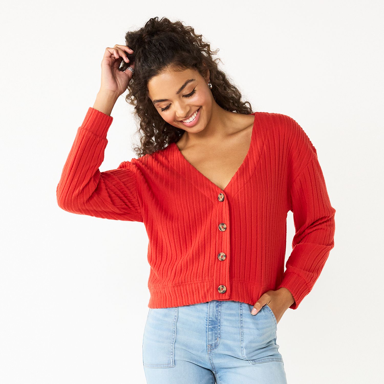Juniors' SO Cropped Button-Front Cardigan (Various Colors) $5.25 + Free Shipping on Orders $49+
