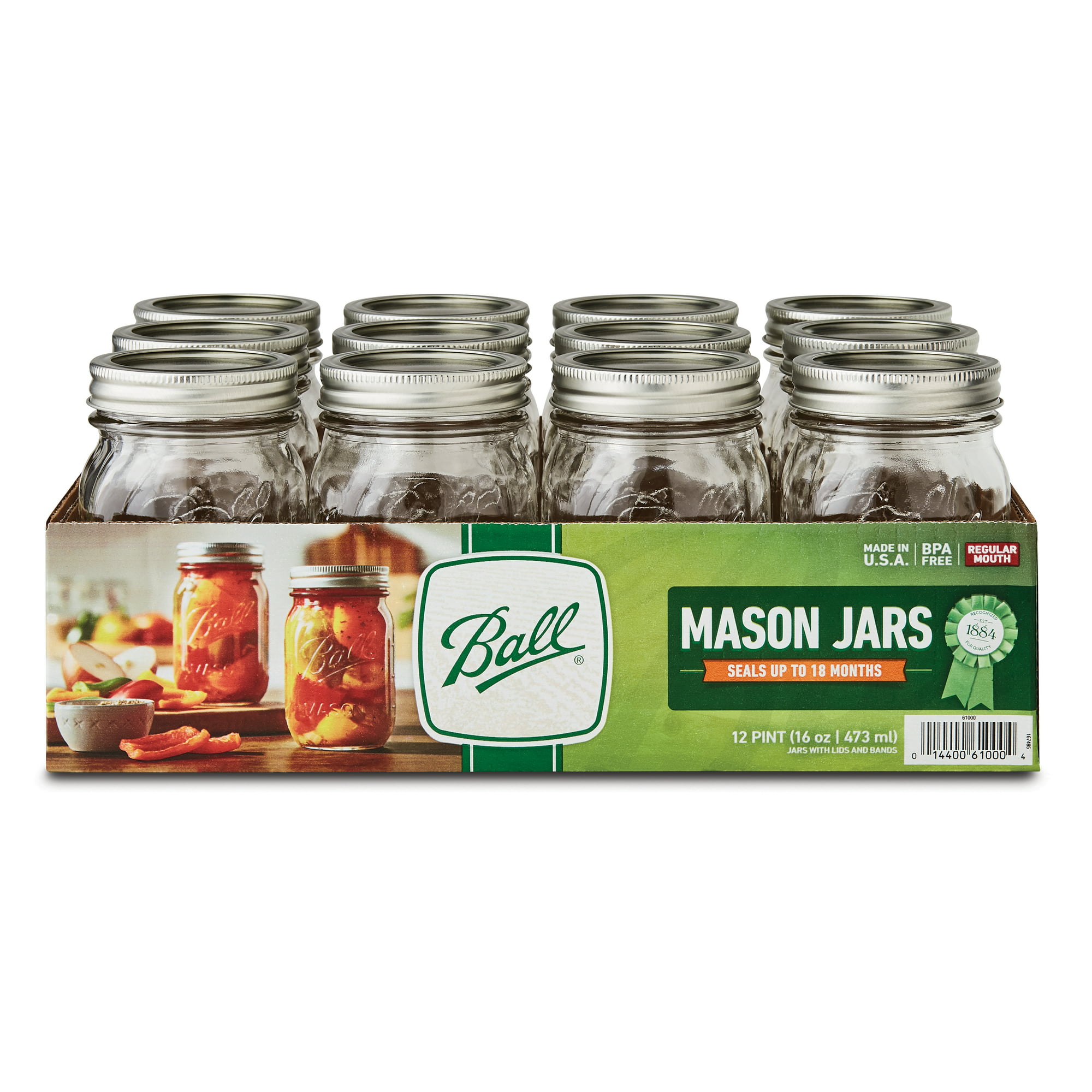 12-Pack 16-Oz Ball Regular Mouth Pint Mason Jars with Lids & Bands $10.60 + Free Store Pickup at Walmart or F/S w/ Walmart+ or Orders $35+