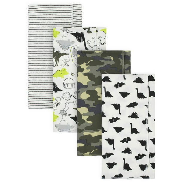 4 Pack Gerber Baby Boy Flannel Blankets Camo Dinosaur 5 1.25
