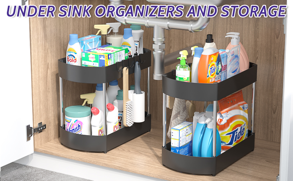 Under The Sink Organizer, SKYSEN Kitchen Cabinet Organizer, Bathroom Under  Sink Organizers And Storage, 2 Pack - Strengthened Structure - Large