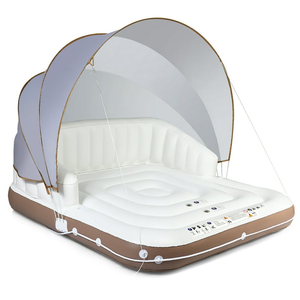 Costway Floating Island Inflatable Pool Float Lounge Raft w/ Retractable Detachable Canopy/Sunshade & Two Cup Holders & Grab Ropes $89.99 + Free Shipping