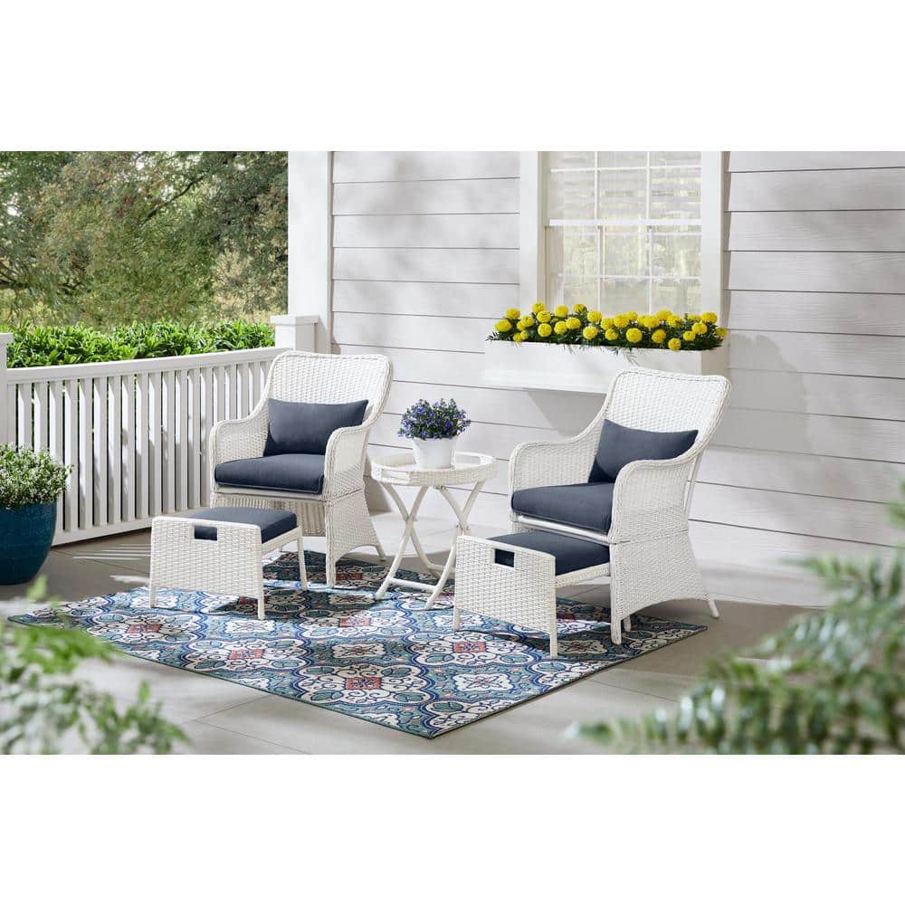 5-Piece Hampton Bay Garden Hills Wicker Outdoor Patio Set w/ CushionGuard Sky Blue Cushions $192 + Free Shipping