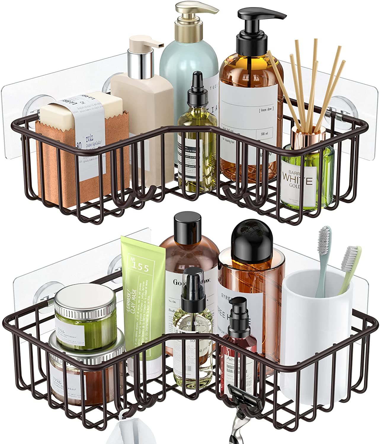 SMARTAKE 2-Pack Corner Shower Caddy, Adhesive Bath Shelf with