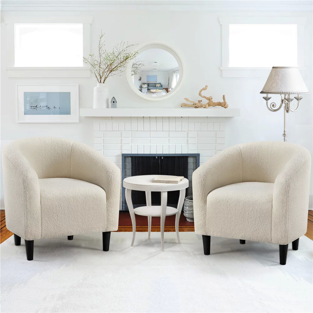 2-Pc Easyfashion Barrel Accent Club Chairs (Ivory) $197 + Free Shipping