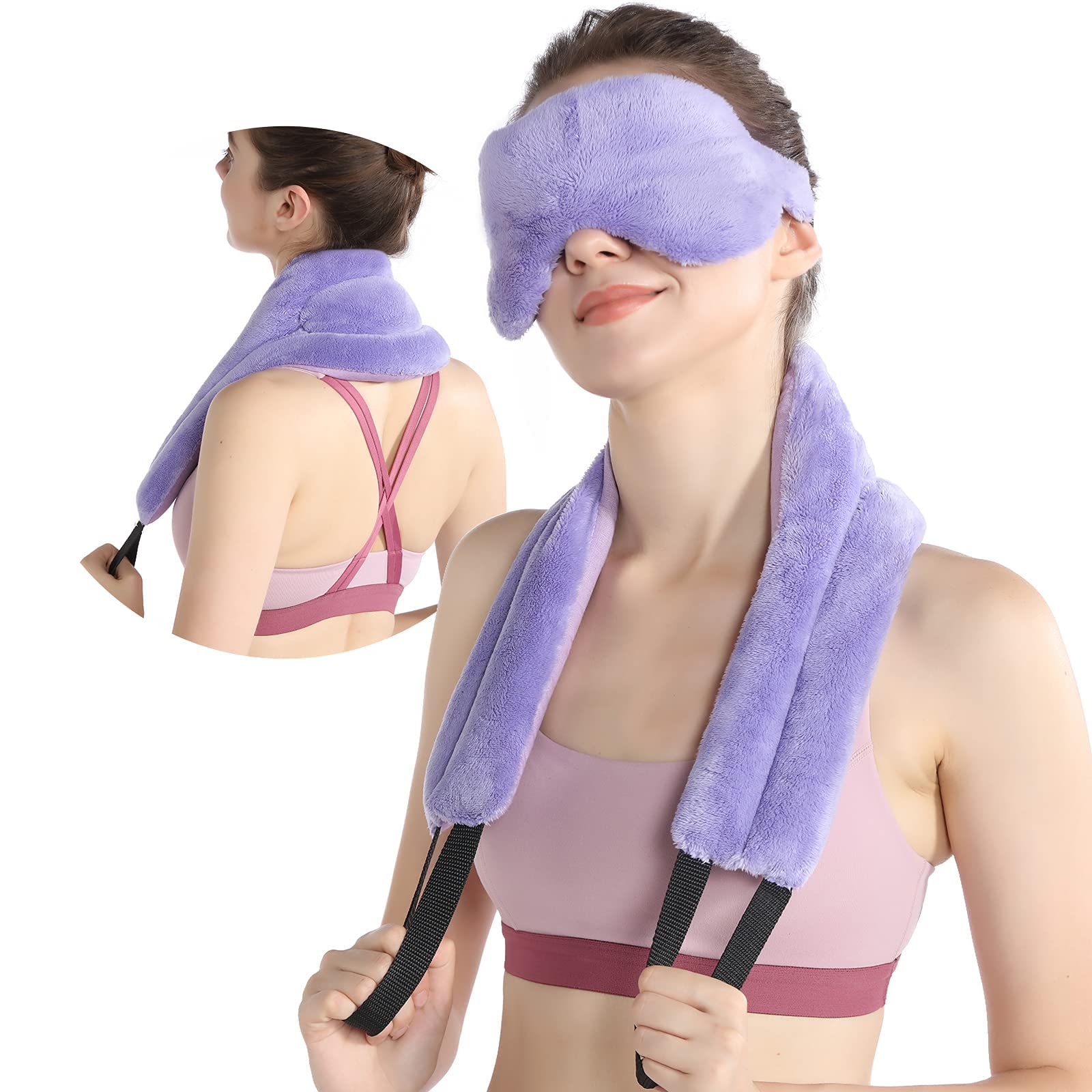 SuzziPad Microwavable Neck Heating Pad w/ Natural Therapy & Heated Eye Mask (Purple) $9.99 + Free Shipping w/ Prime or on $25+