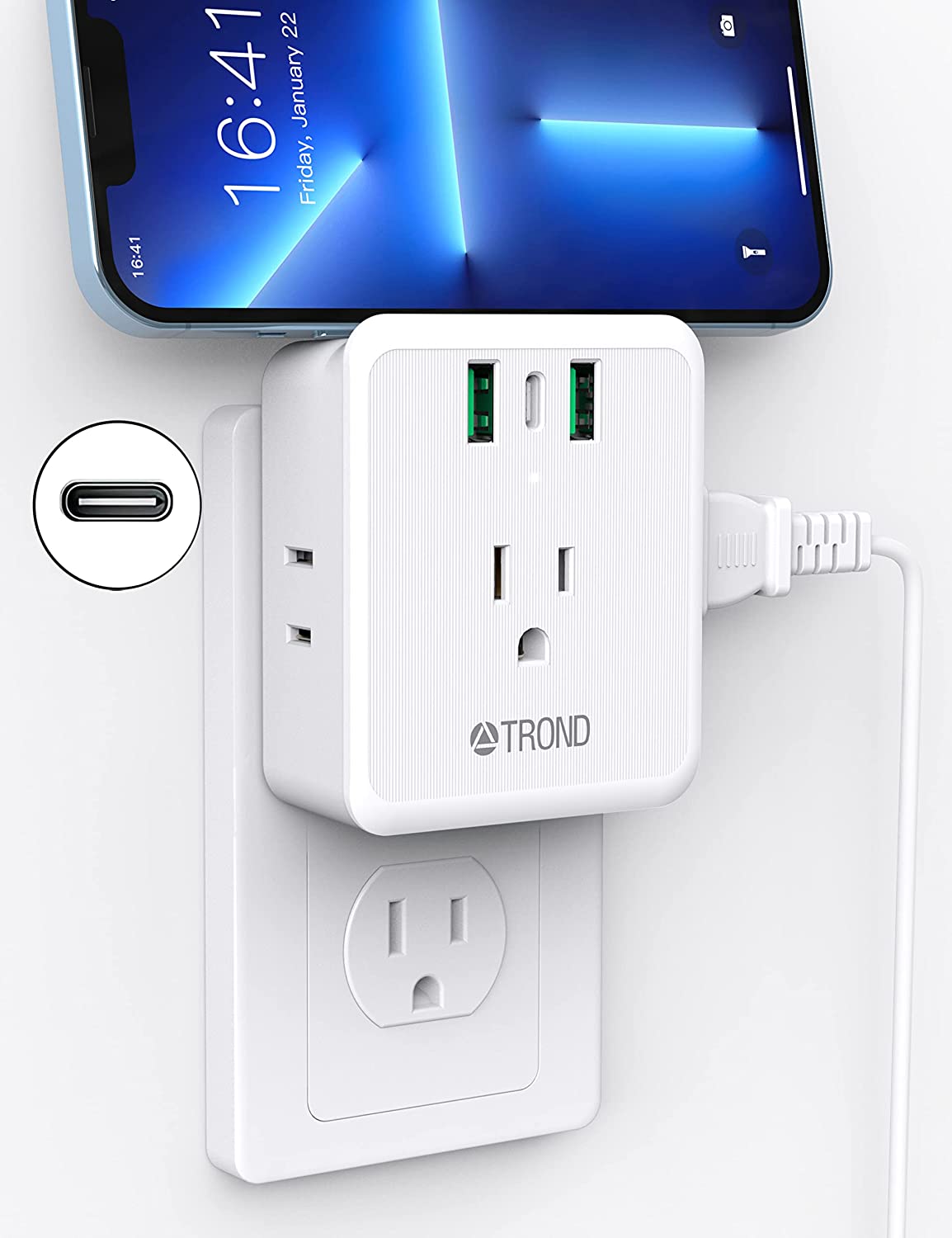 Trond 7-in-1 Multi Plug Outlet Extender (One 3-Pin & Three 2-Pin AC Outlets and 2 USB-A & 1 USB-C Charging Ports) $6.99 + Free Shipping w/ Prime or on $25+