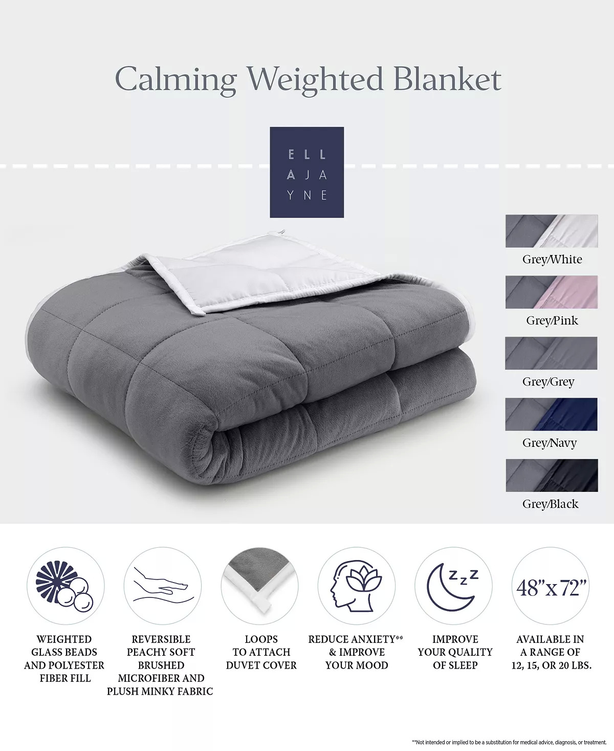 Ella Jayne Wearable Weighted Snuggle Blanket 25.20, 48" x 72