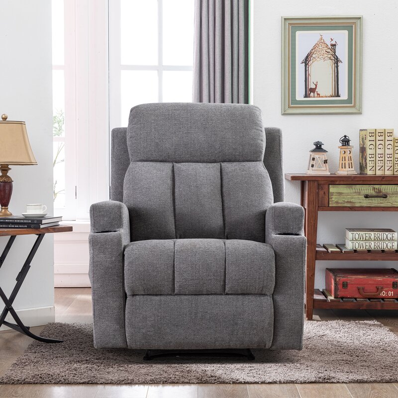 33.5" Red Barrel Studio Wide Breathable Fabric Heated Massage Recliner w/ Remote (Gray) $204 + Free Shipping