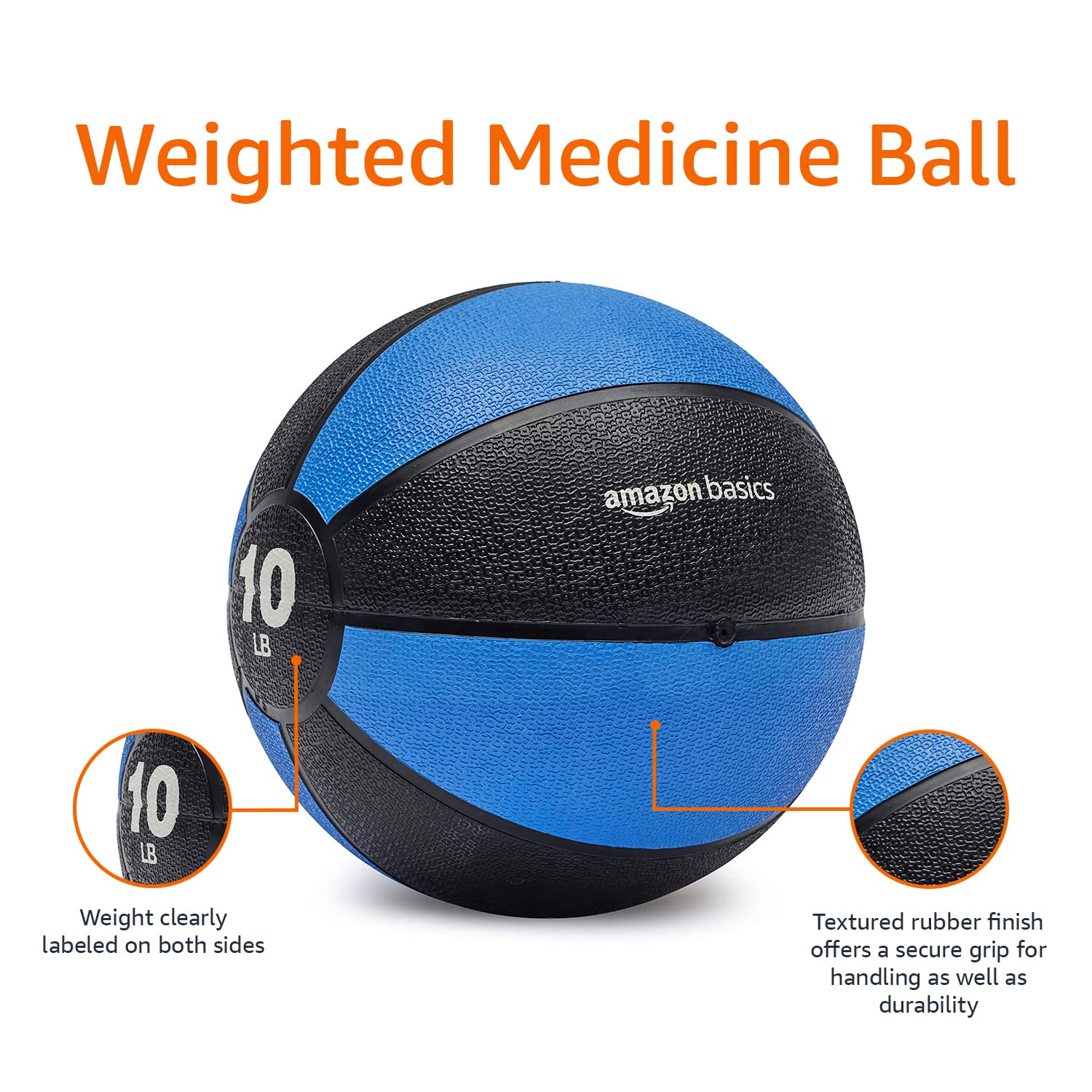 Prime Members 10Pounds Amazon Basics Weighted Medicine Ball for