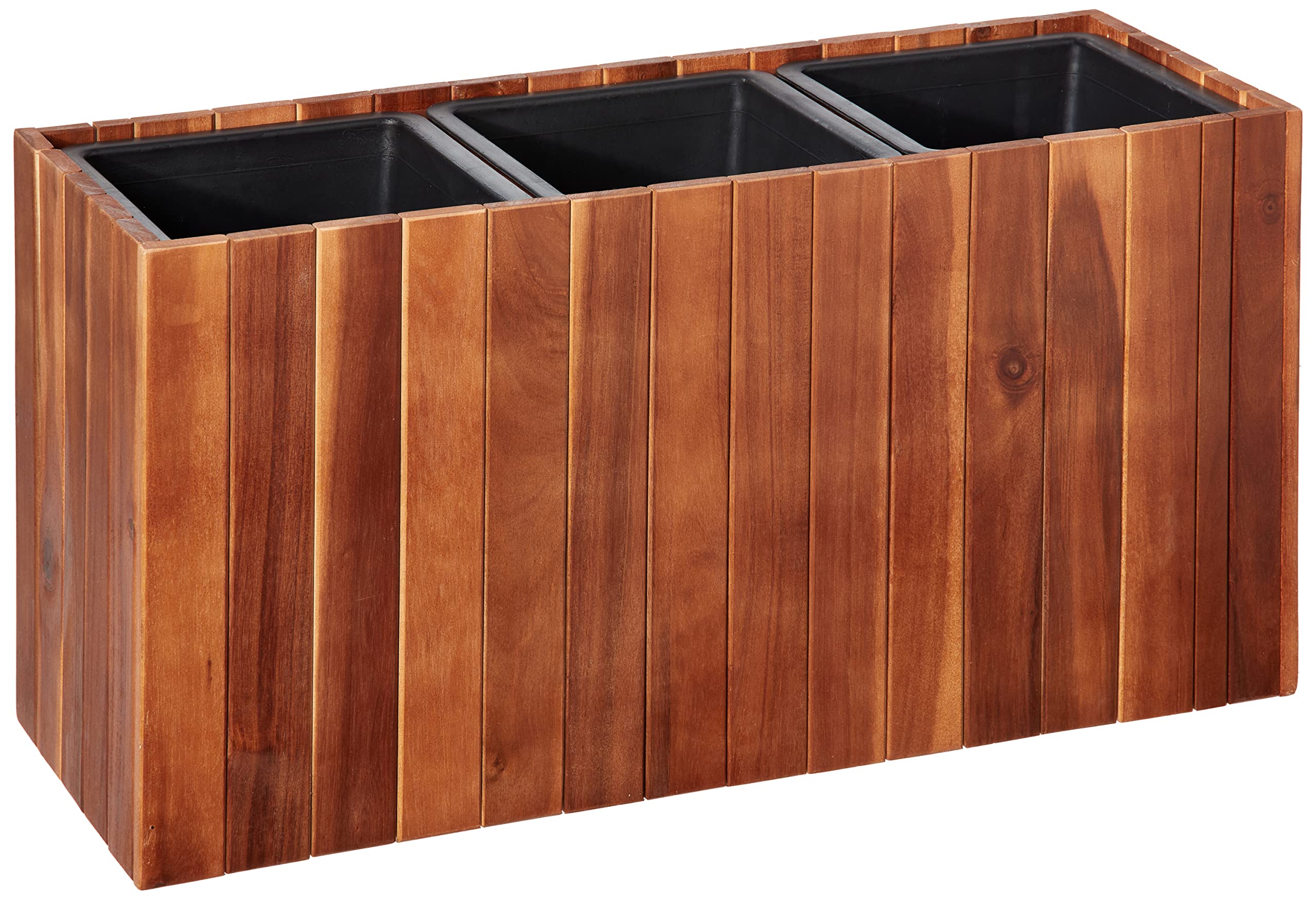 26" Amazon Aware Acacia Wood Rectangular Planter Box w/ Three Inner
