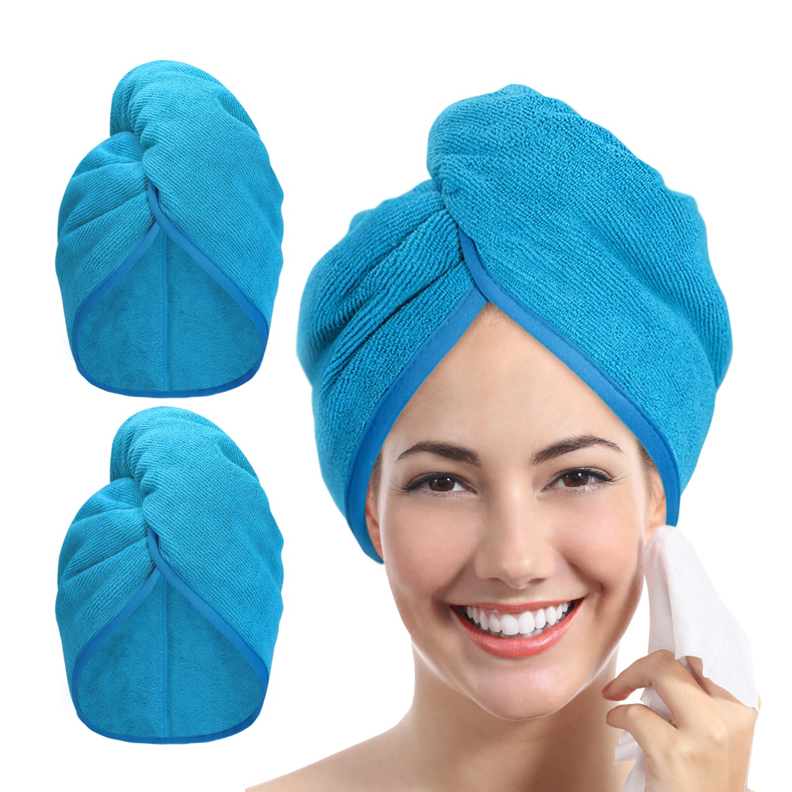 2-Pack YoulerTex Women's Super Absorbent Quick Dry Microfiber Hair Towel Wrap (Sky Blue) $2.80 ($1.40 each) + Free Shipping w/ Prime or on $35+