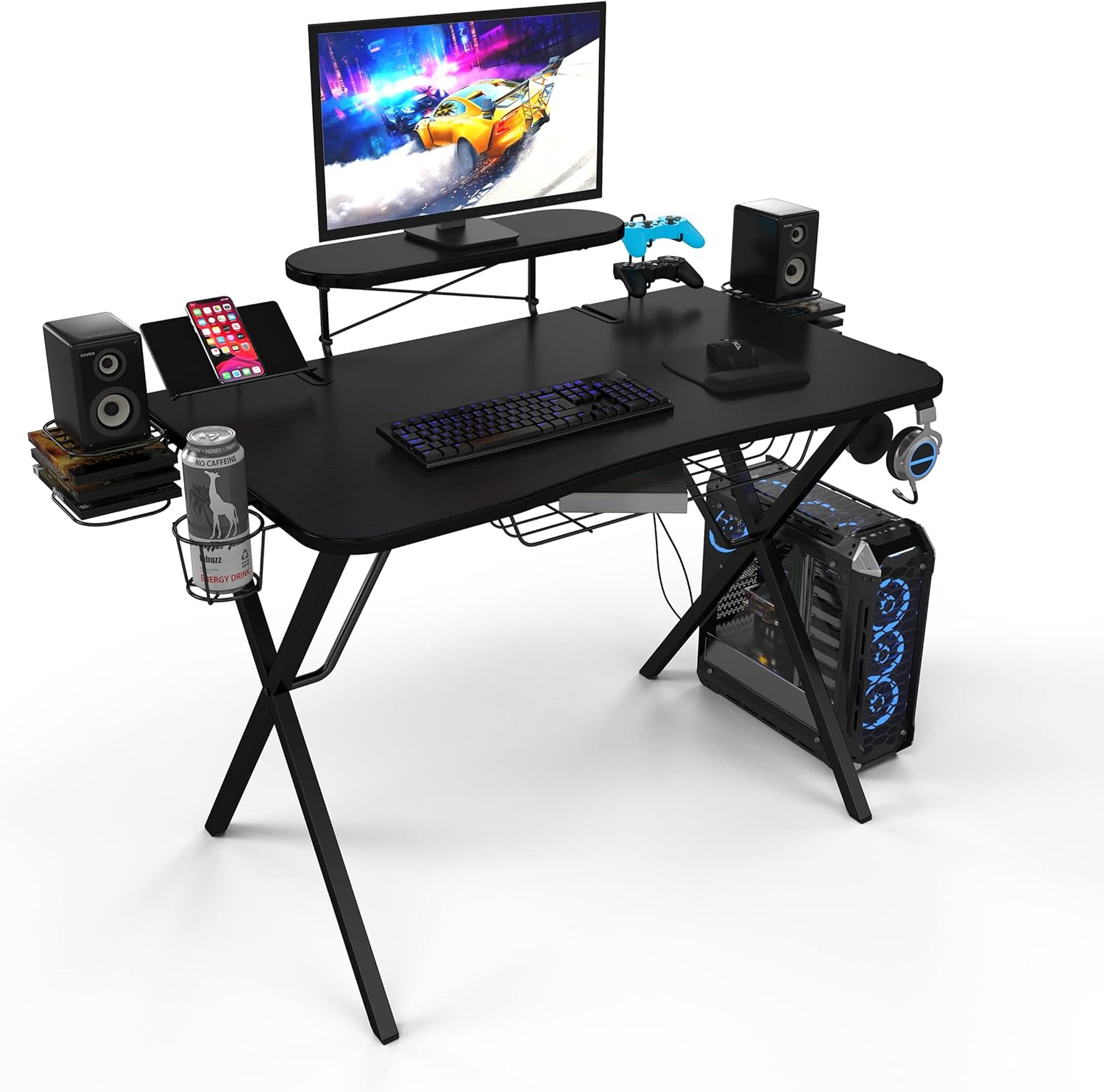 40'' Atlantic Gaming Desk Pro w/ Cupholder, Tablet/Cell Phone Holder