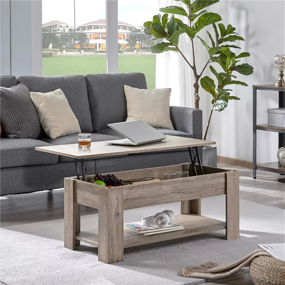Alden Design Modern Lift Top Wood Coffee Table w/ Hidden Compartment & Storage (Gray) $70 + Free Shipping