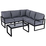 6-Piece Hampton Bay Barclay Black Steel Outdoor Patio Sectional Sofa Set $338 + Free Curbside Pickup