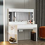 56&quot; x 47&quot; Ember Interiors Emery Modern Painted Vanity Table W/ LED Lights (White) $187 + Free Shipping