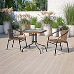 Flash Furniture 28'' Square Glass Metal Table + 2 Rattan Stack Chairs (Brown) $89.11 + Free Shipping