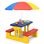 Costway Kids Indoor Outdoor Picnic Table Set W/Removable Umbrella $58 + Free Shipping
