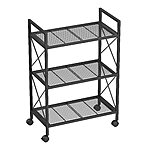 23.6&quot; Songmics 3-Tier Metal Mesh Storage Rack/ Shelving Unit w/ Wheels &amp; X Side Frame (Black) $29.99 + Free Shipping w/ Prime or on $35+