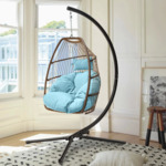 Homall Patio Wicker Swing Egg Chair w/ Stand (Blue) $171.75 + Free Shipping