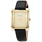 Anne Klein Women's Leather Strap Watch (Black/Gold)  $21 + Free Shipping w/ Prime or on $35+