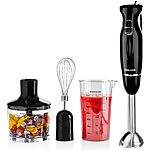 Ovente Immersion Electric Hand Blender w/ Stainless Steel Blades, Egg Whisk Attachment, Mixing Beaker &amp; BPA-Free Food Chopper (Black HS565B) $20 + Free Shipping w/ Prime or on $35+