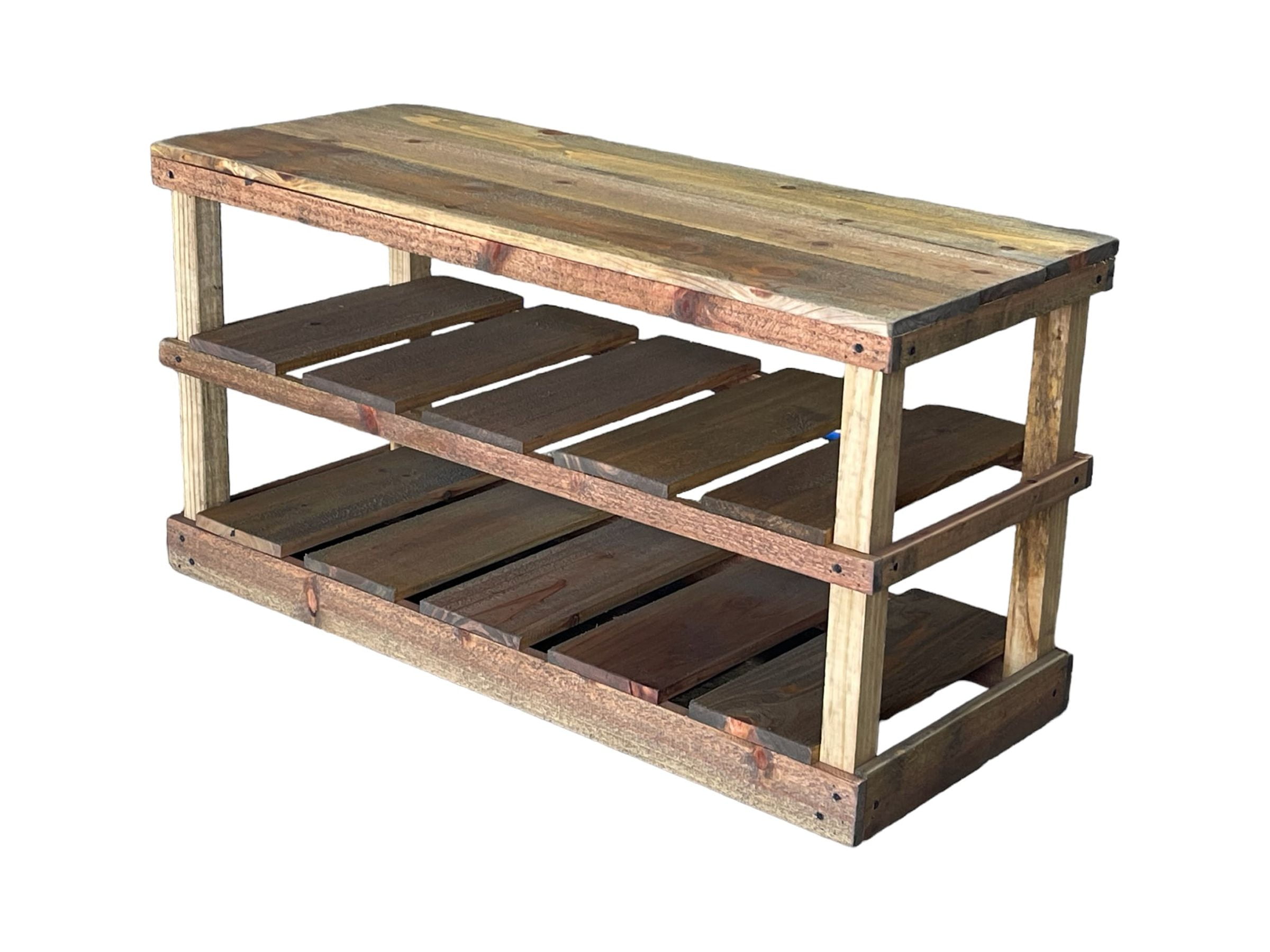 36" Woven Paths 2-Tier Shoe Rack Wood Bench (Brown) $52 + Free Shipping