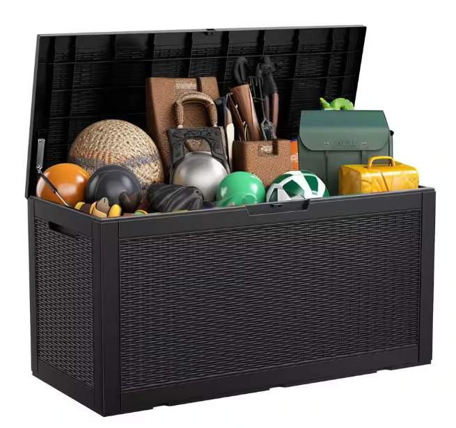 100-Gallon EasyUp Resin Outdoor Storage Deck Box (Black Wicker) $50 + Free Shipping