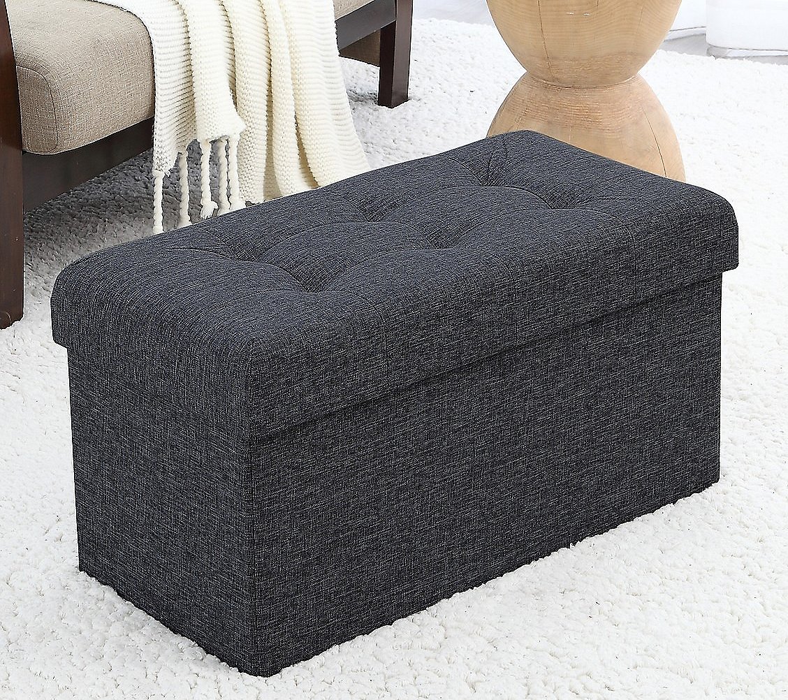 30" Ornavo Home Foldable Tufted Linen Storage Ottoman Bench (5 Colors) $25 + Free Shipping