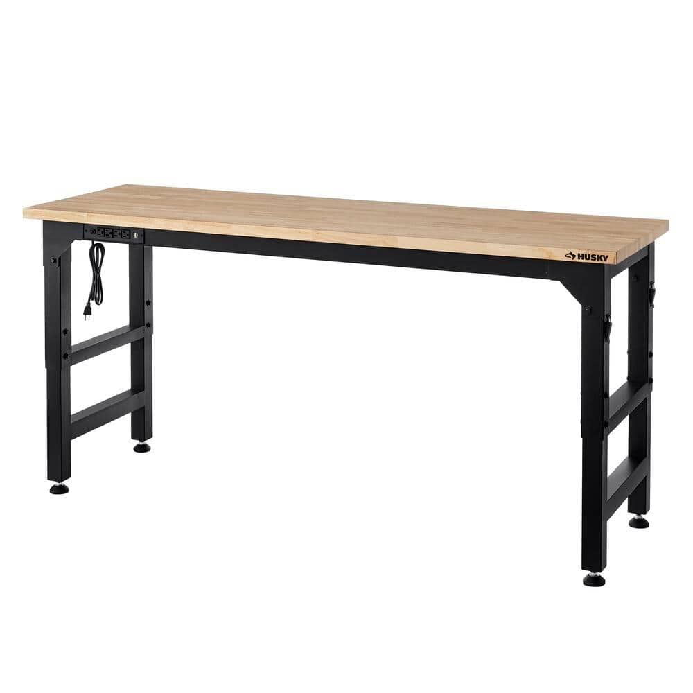 **Today Only** 6' Husky Adjustable Height Solid Wood Top Workbench (Black) $221 + Free Ship to Home Depot