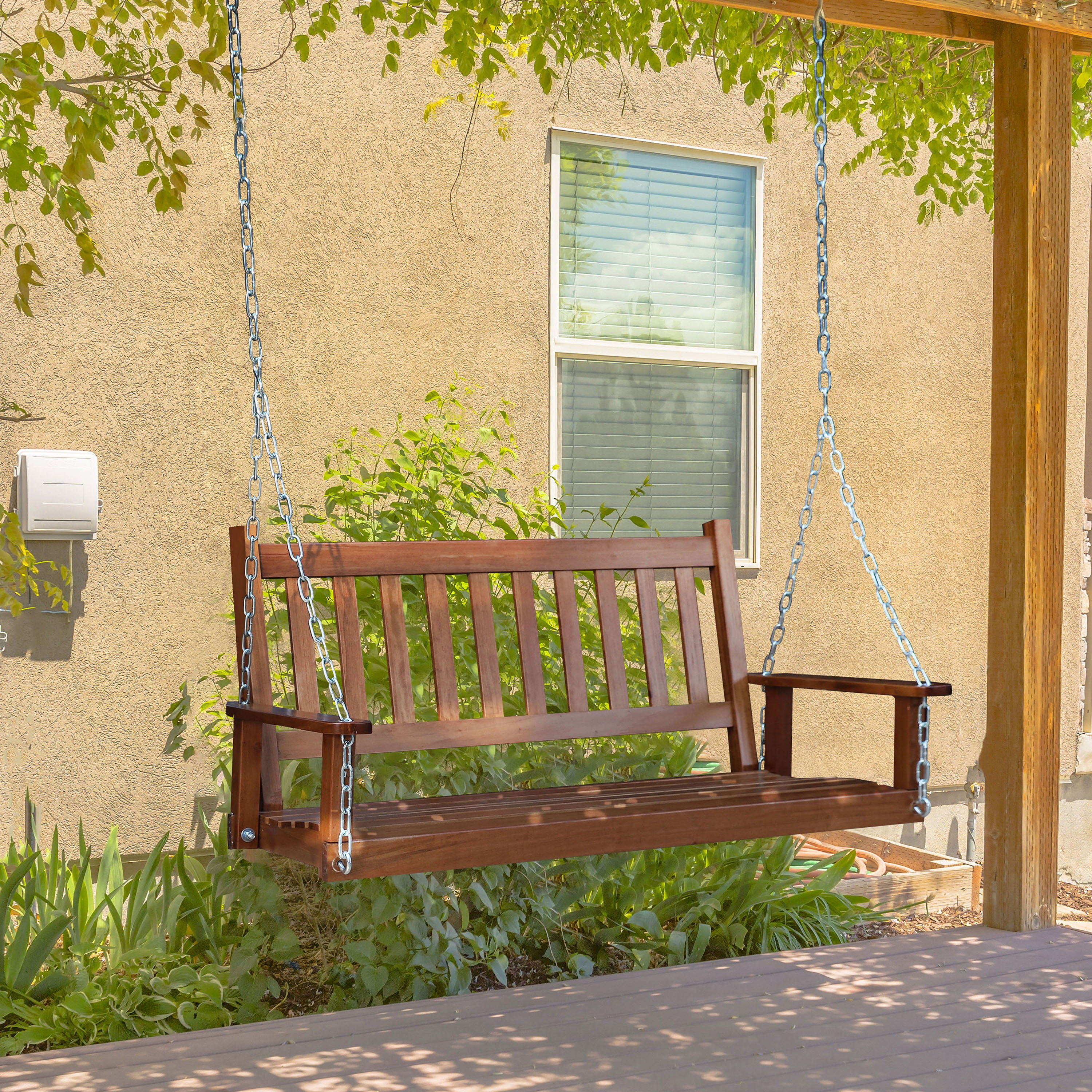 2-Person Veikous Patio Outdoor Swing (Natural Wood, White, Black) $126 + Free Shipping