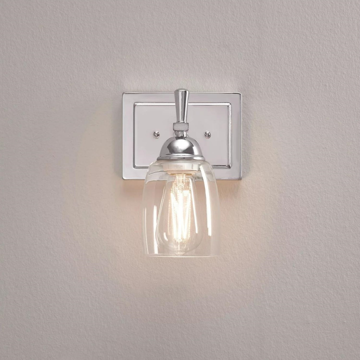 Better Homes & Gardens BH&G Modern LED Clear Glass Wall Sconce Light (Chandelier Chrome Finish ST18 with Bulb, Satin Nickle) $8.10  + Free S&H w/ Walmart+ or $35+