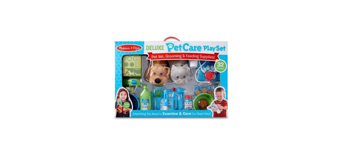 32-Piece Melissa and Doug Deluxe Pet Care Play Set w/ 2 Plush Pets & Accessories $27.96 + Free Shipping