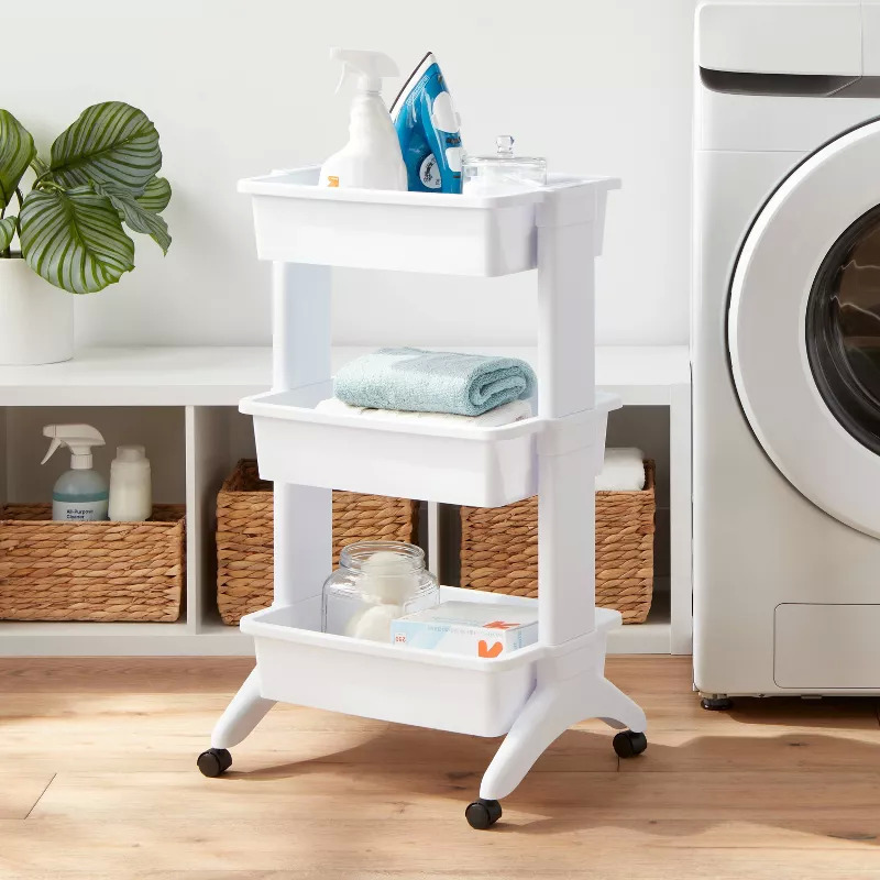 3-Tier Brightroom Rolling Utility Cart (White) $12, 3-Drawer Brightroom Medium Cart $12.80 + Free Store Pickup at Target