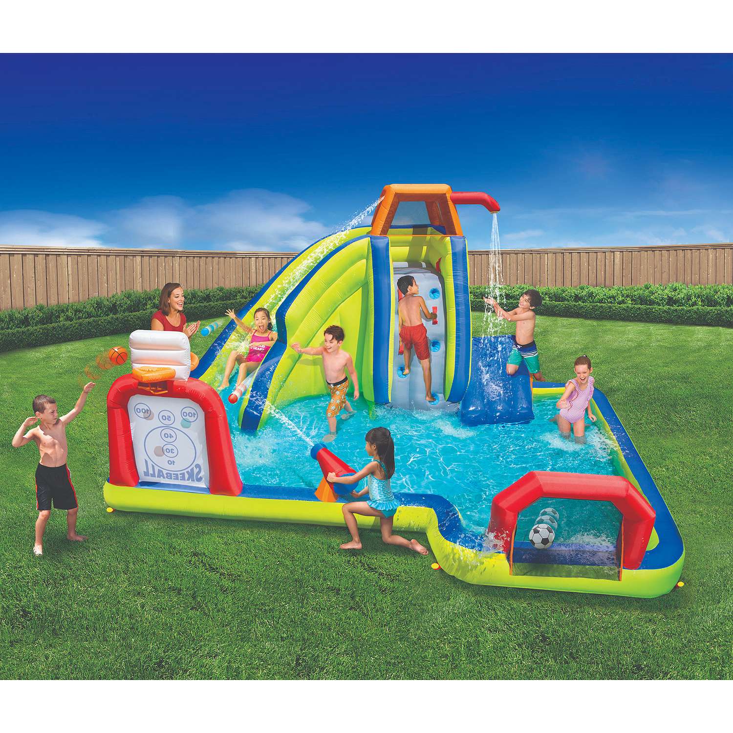 95" Banzai Inflatable Arcade Game Splash Water Park w/ Slide & Blower $260 + Free Shipping