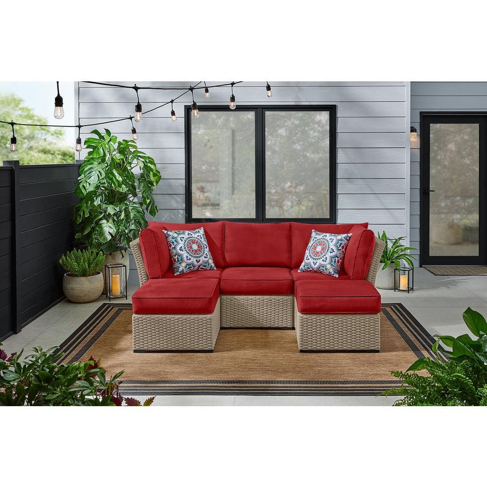 5-Piece StyleWell Salisbury Outdoor Sectional w/ Natural Frame Finish & Chili Red Cushions $466.95 + Free Shipping