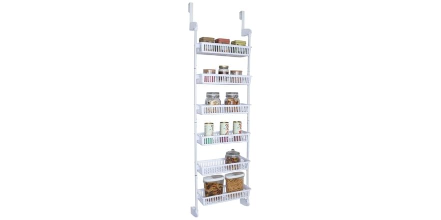 Smart Design 6-Tier Over The Door Pantry Organizer w/ 6 Extra-Wide Baskets (White, Black) $24 + Free Shipping w/ Amazon Prime