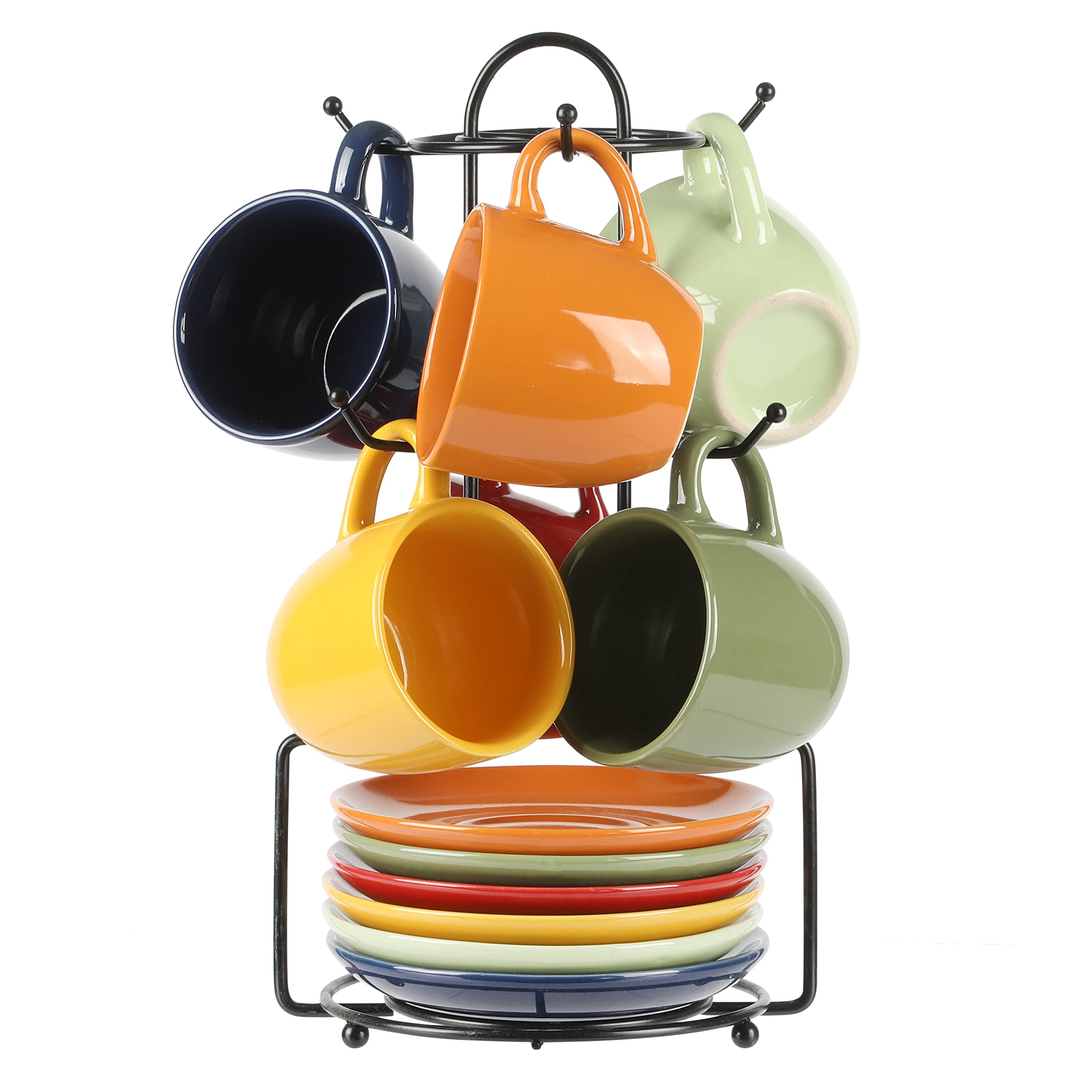 13-Piece Gibson Home Color Cafe Assorted Color Stoneware Mug Set w/ Metal Rack & Saucer Set $19.20 + Free Shipping w/ Prime or on $35+