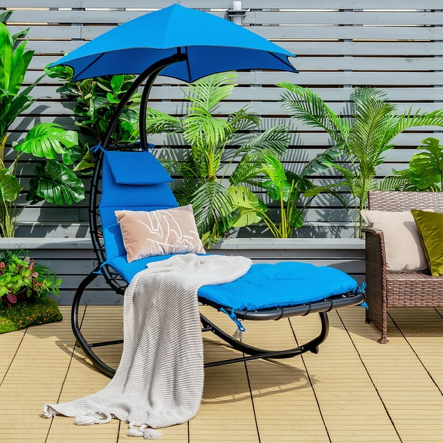 Costway Hammock Swing Lounger Chair w/ Shade Canopy & Padded Cushion (Navy) $150 + Free Shipping