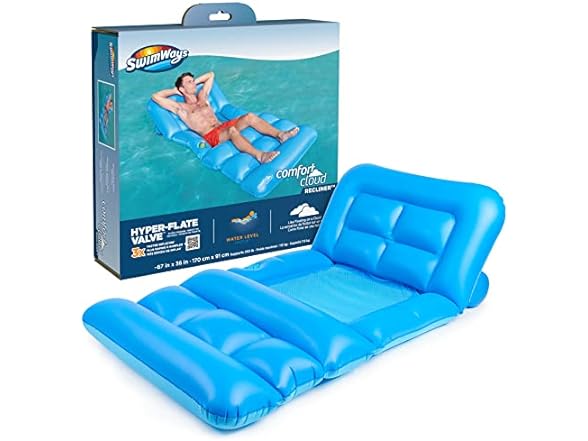 Swimways Comfort Cloud Recliner Chair w/ Fast Inflation, Cup Holder & Foot Rest $10.70 + Free Shipping w/ Prime