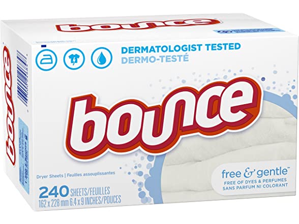 240-Count Bounce Fabric Softener Sheets (Free & Gentle) 2 for $8.98 ($4.49 each) + Free Shipping w/ Amazon Prime