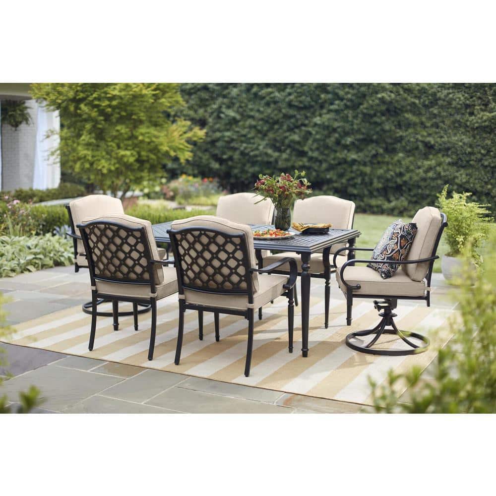 7-Piece Hampton Bay Laurel Oaks Steel Outdoor Patio Dining Set (Brown/Putty Tan) $499 + Free Shipping