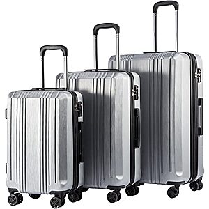 3 Pc Coolife Luggage Expandable Hardside Suitcase PC ABS Set w