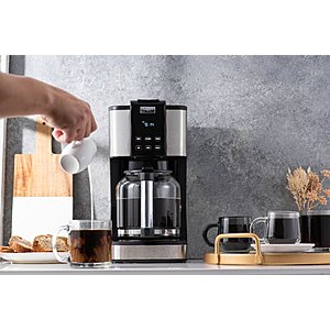 Bella Pro Series - 12-Cup Programmable Coffee Maker - Stainless Steel