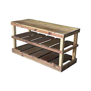 36" Woven Paths 2-Tier Shoe Rack Wood Bench (Brown) $52 + Free Shipping
