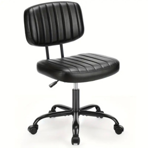 Armless Computer Desk Chair w/ Wheels and Lumbar Support (Black, Brow, White)$24.83 + $3 Shipping