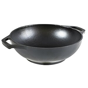 9" Lodge Pre-Seasoned Cast Iron Mini Wok w/ Loop Handles $17 