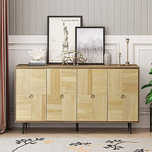 Streamdale  4-Door Vintage Carved Wood Cabinet (Brown) $186.07 + Free Shipping